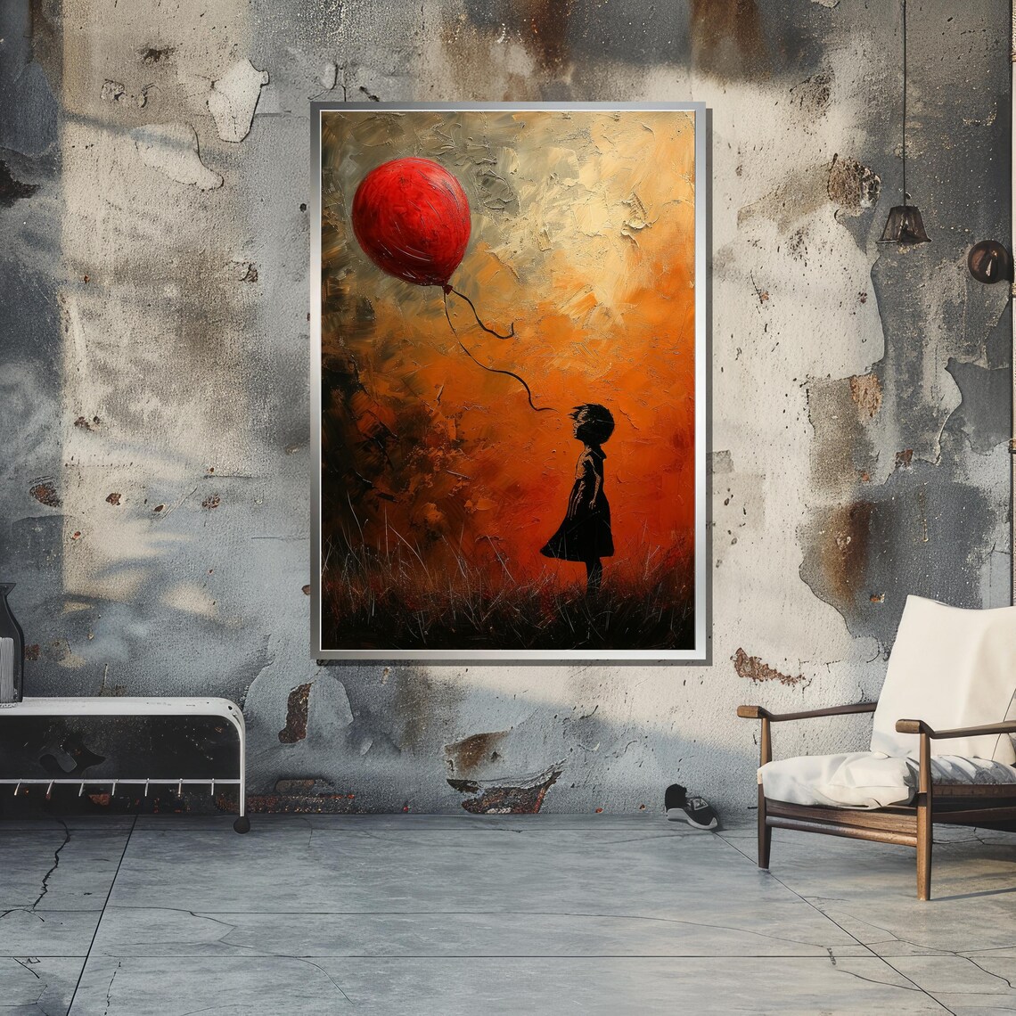 Girl With Red Balloon - Emotional Silhouette Art Print - Image 5