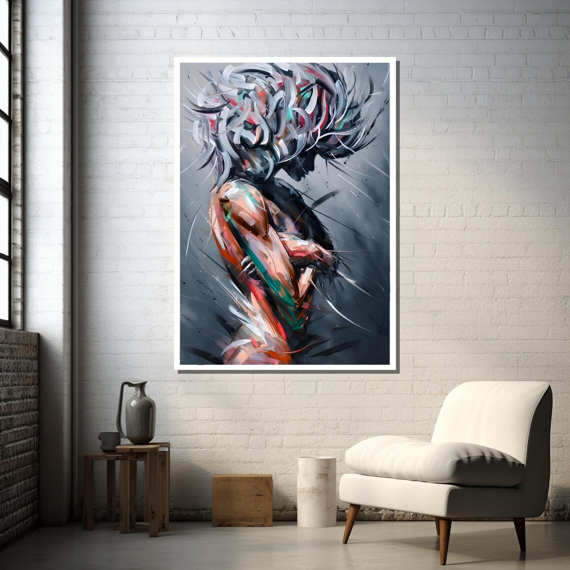 Abstract Female Silhouette, Fluid Brushstroke Art Print - Image 3