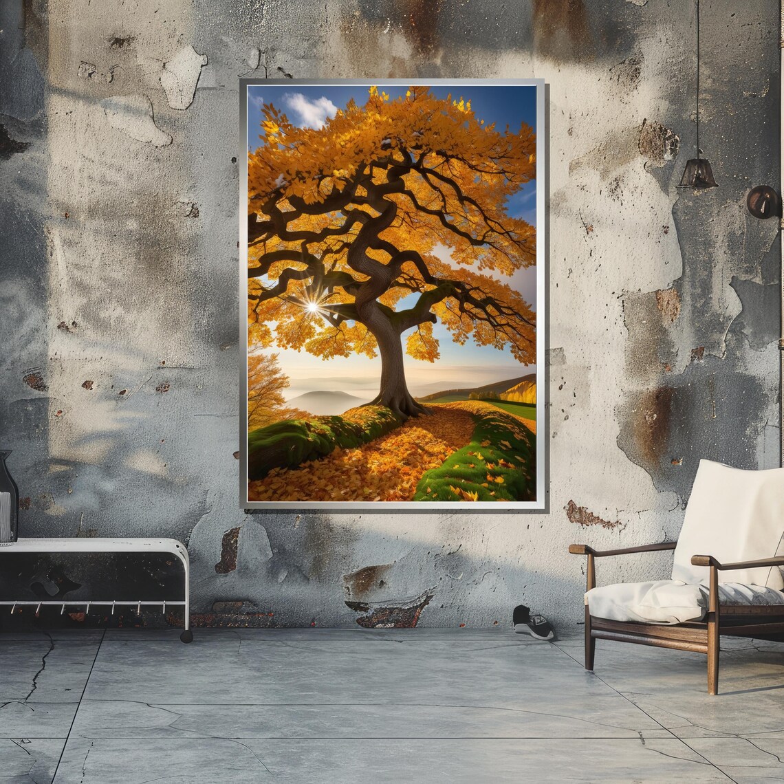 Majestic Golden Tree With Twisted Branches, Autumn Landscape - Image 4