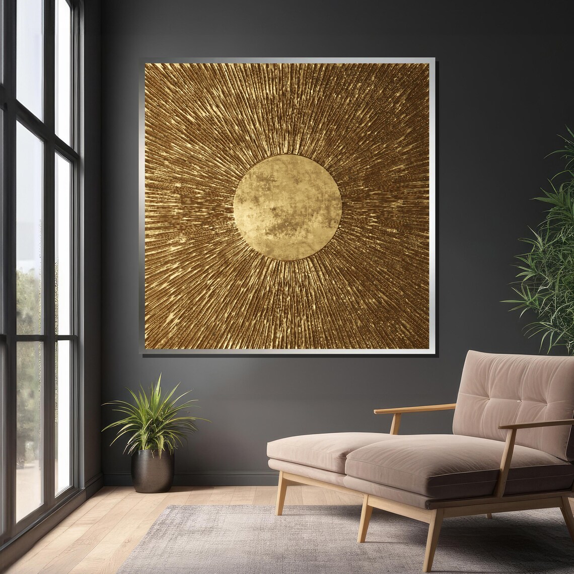 Golden Sunburst Abstract Art Print, Modern Luxury Decor - Image 6