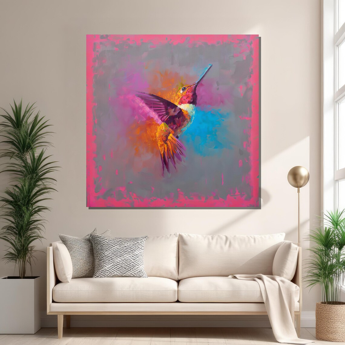 Colorful Hummingbird By Jamel Akib, Abstract Bird Art - Image 2