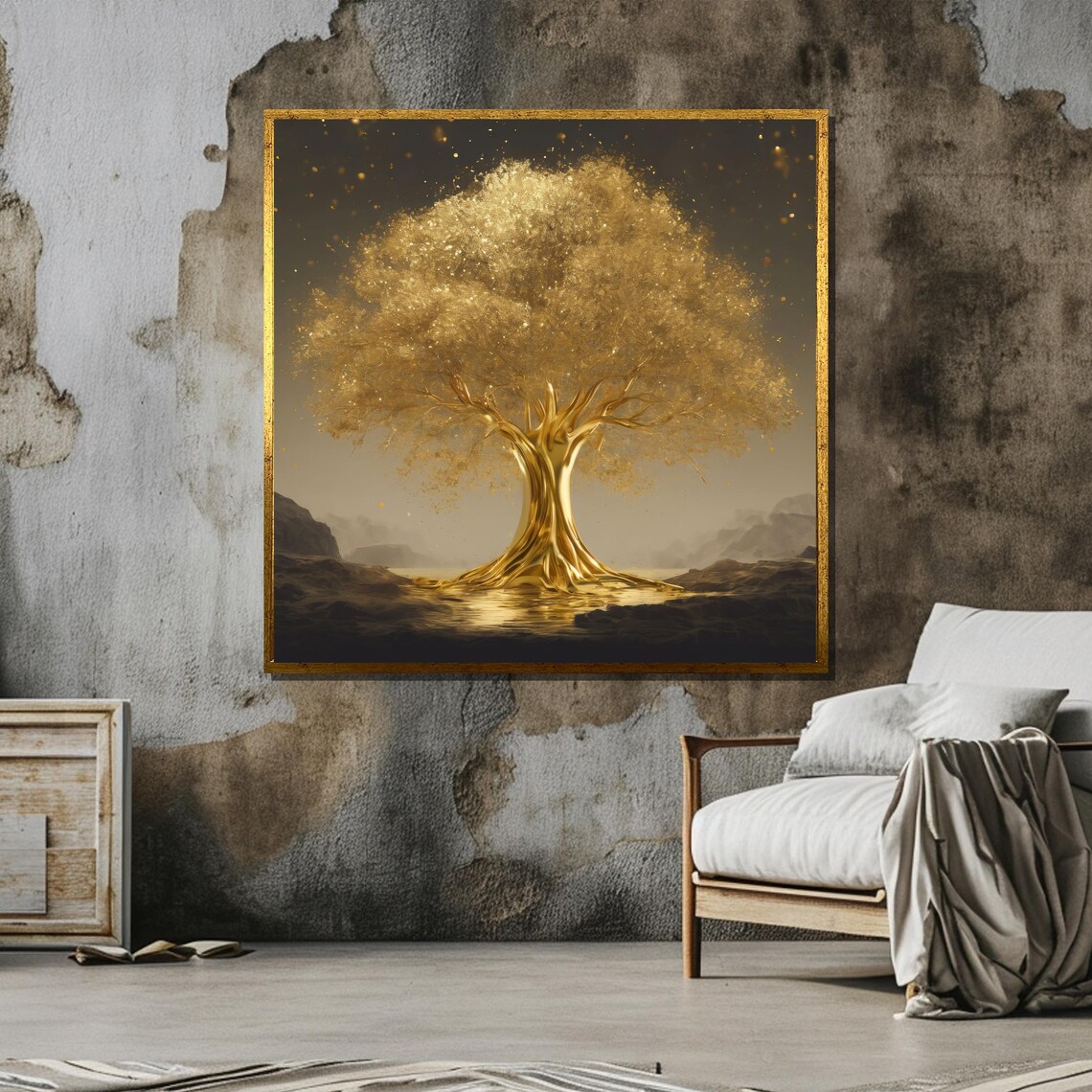 Golden Tree Of Life, Modern Nature-Inspired Decor - Image 5