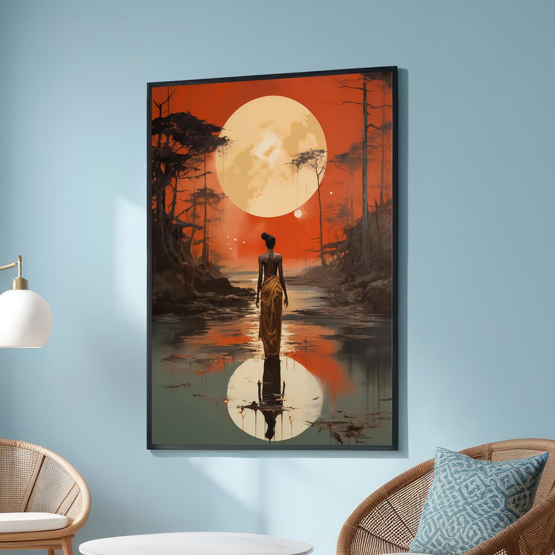 African Woman Surreal Fantasy Landscape Art Print