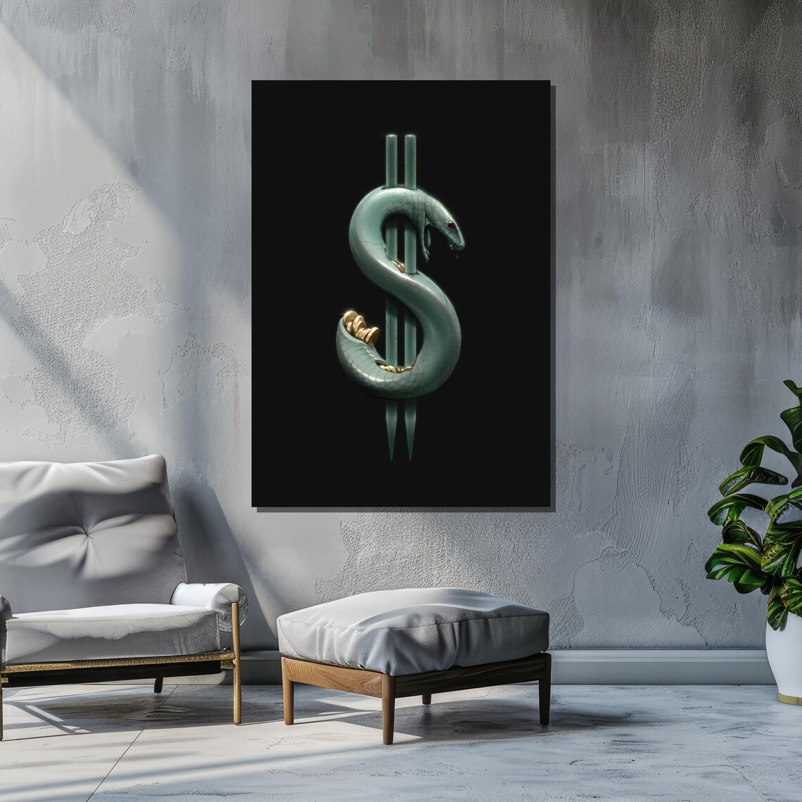 Serpent Wrapped Around Dollar Symbol, Wealth And Power - Image 4
