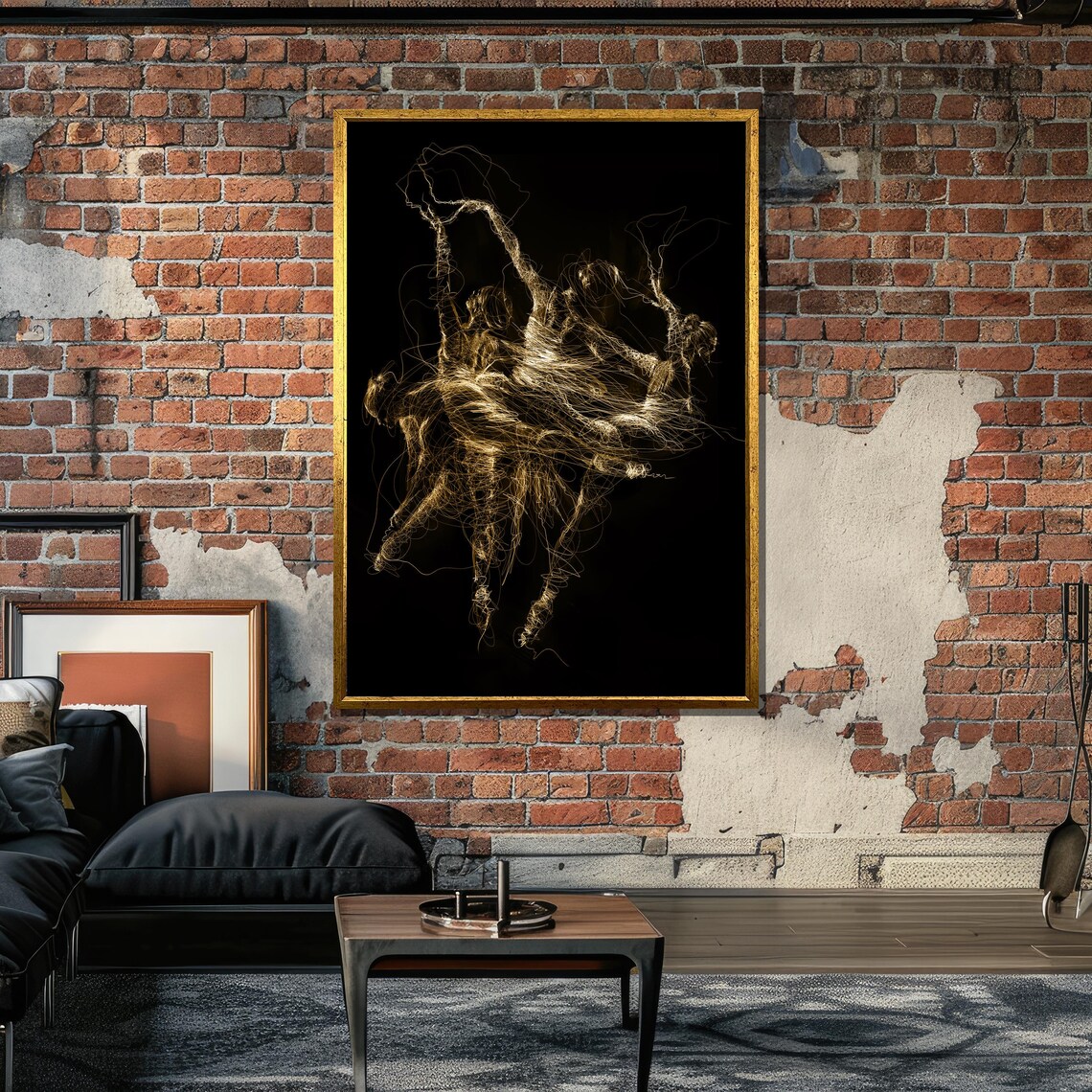 Golden Abstract Dance, Modern Ballet Dancer Light Lines - Image 6