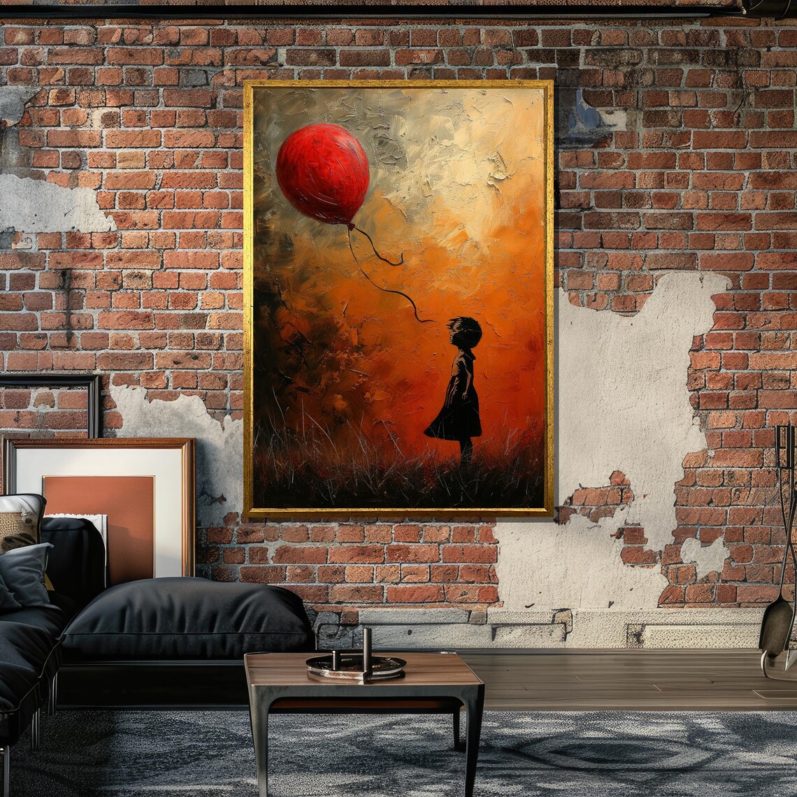 Girl With Red Balloon - Emotional Silhouette Art Print - Image 6