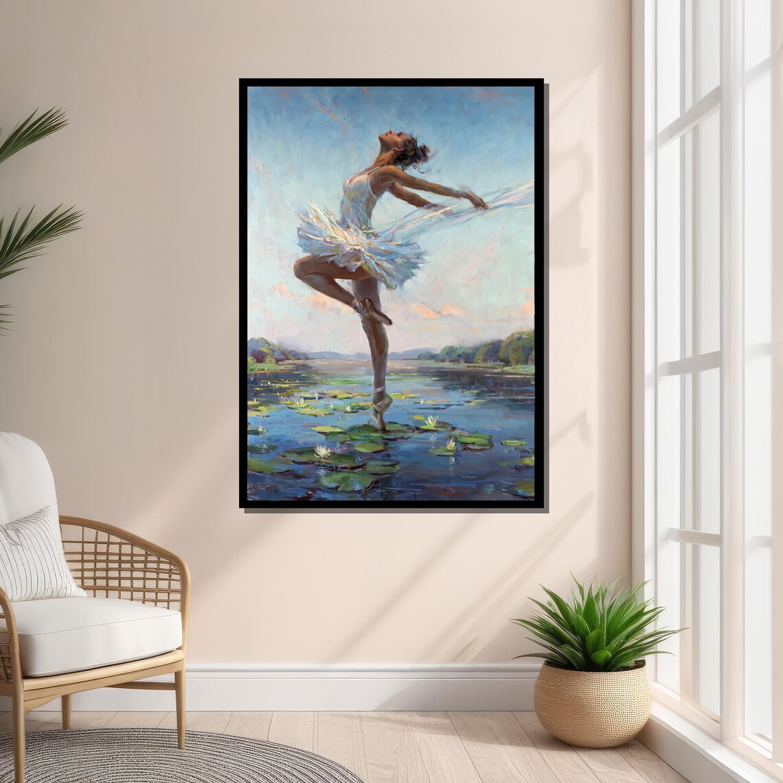 Graceful Ballerina on Water Lily Pad, Dreamy Ballet - Image 3