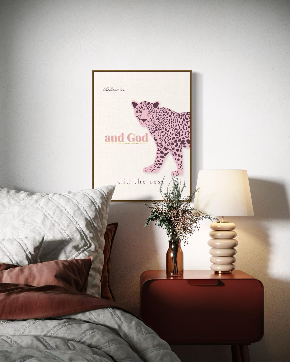She Did Her Best and God Did the Rest Pink Leopard Faith Poster - Image 2