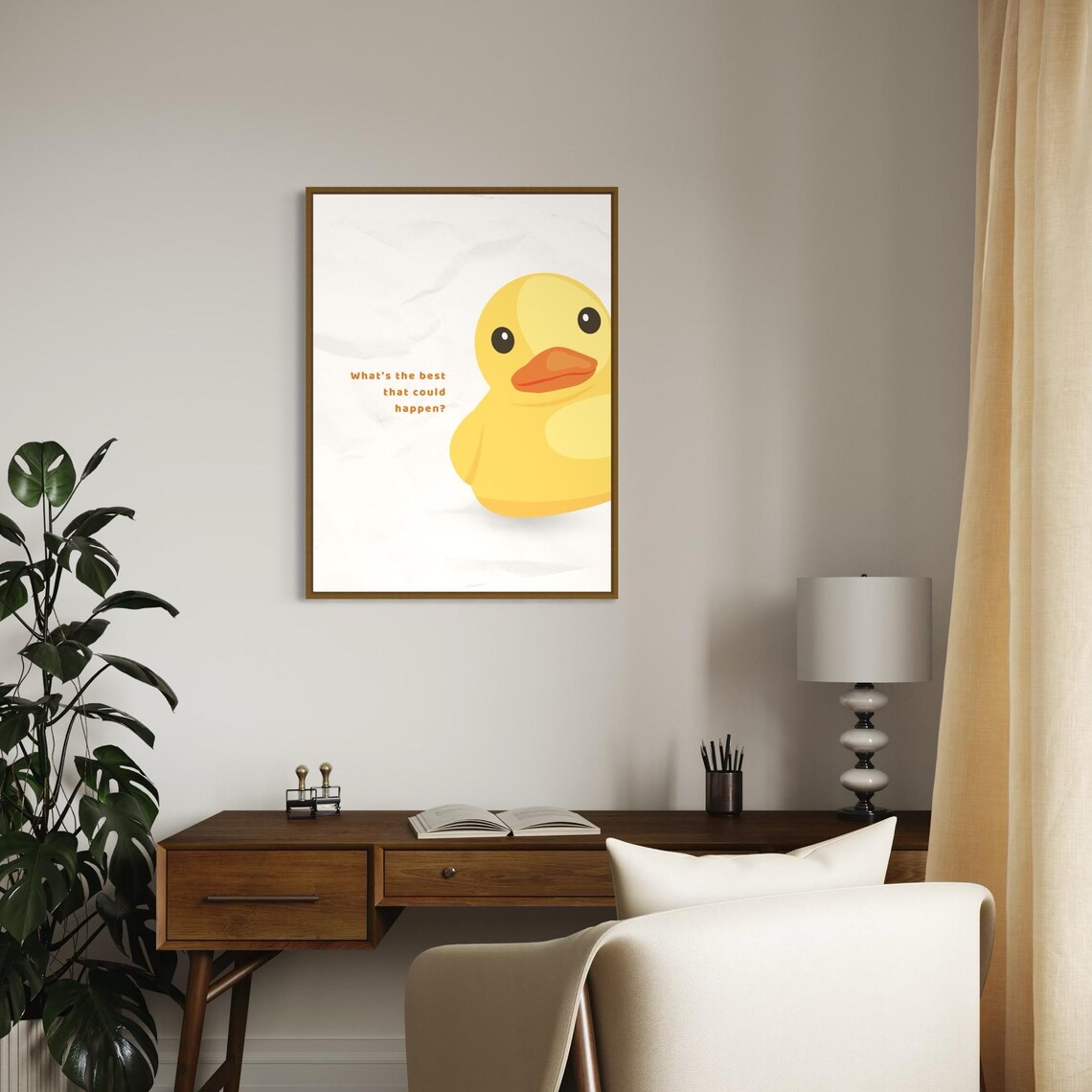 What Is the Best That Could Happen Big Yellow Duck Quote Poster - Image 2