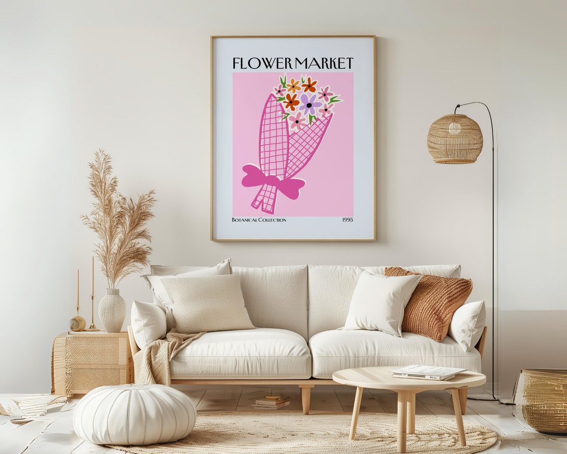 Flower Market Pink Wrapped Bouquet Botanical Collection Poster - Image 4