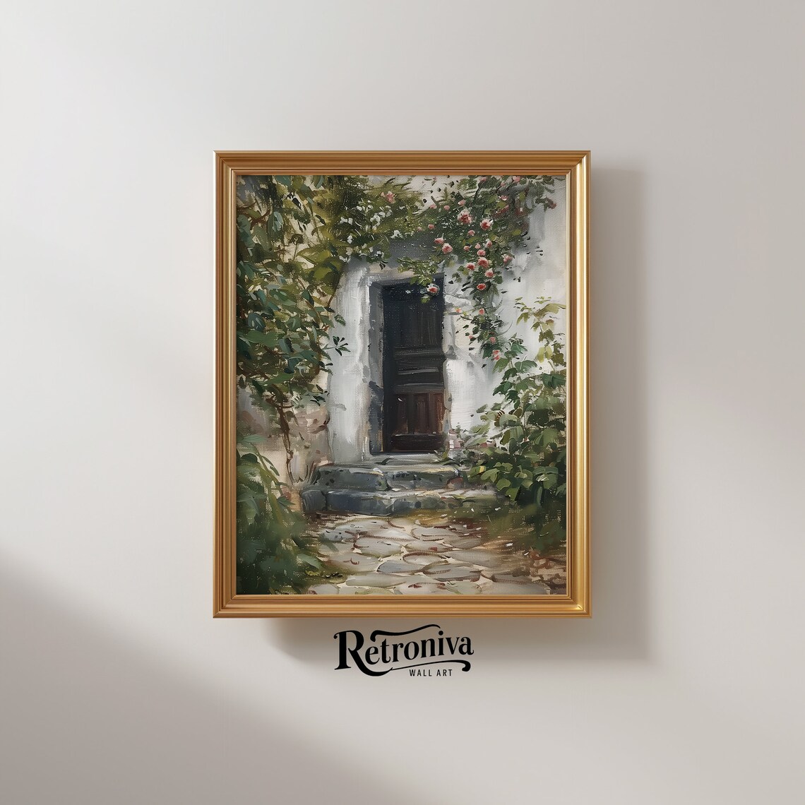 Farmhouse Doorstep Vintage Cottage Painting, Art Print - Image 2