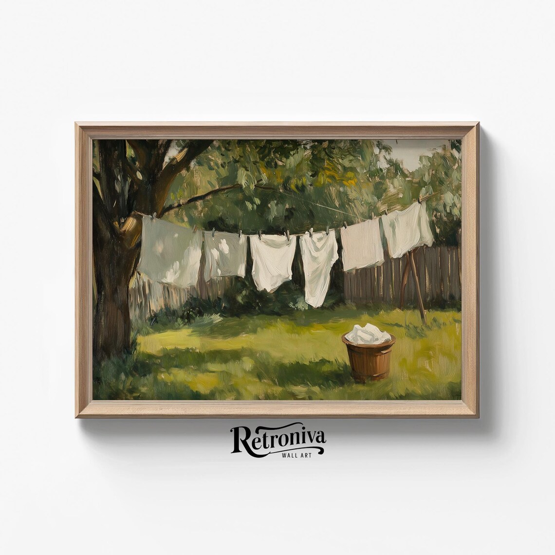 Drying Laundry Scene In The Garden, Vintage Art Print