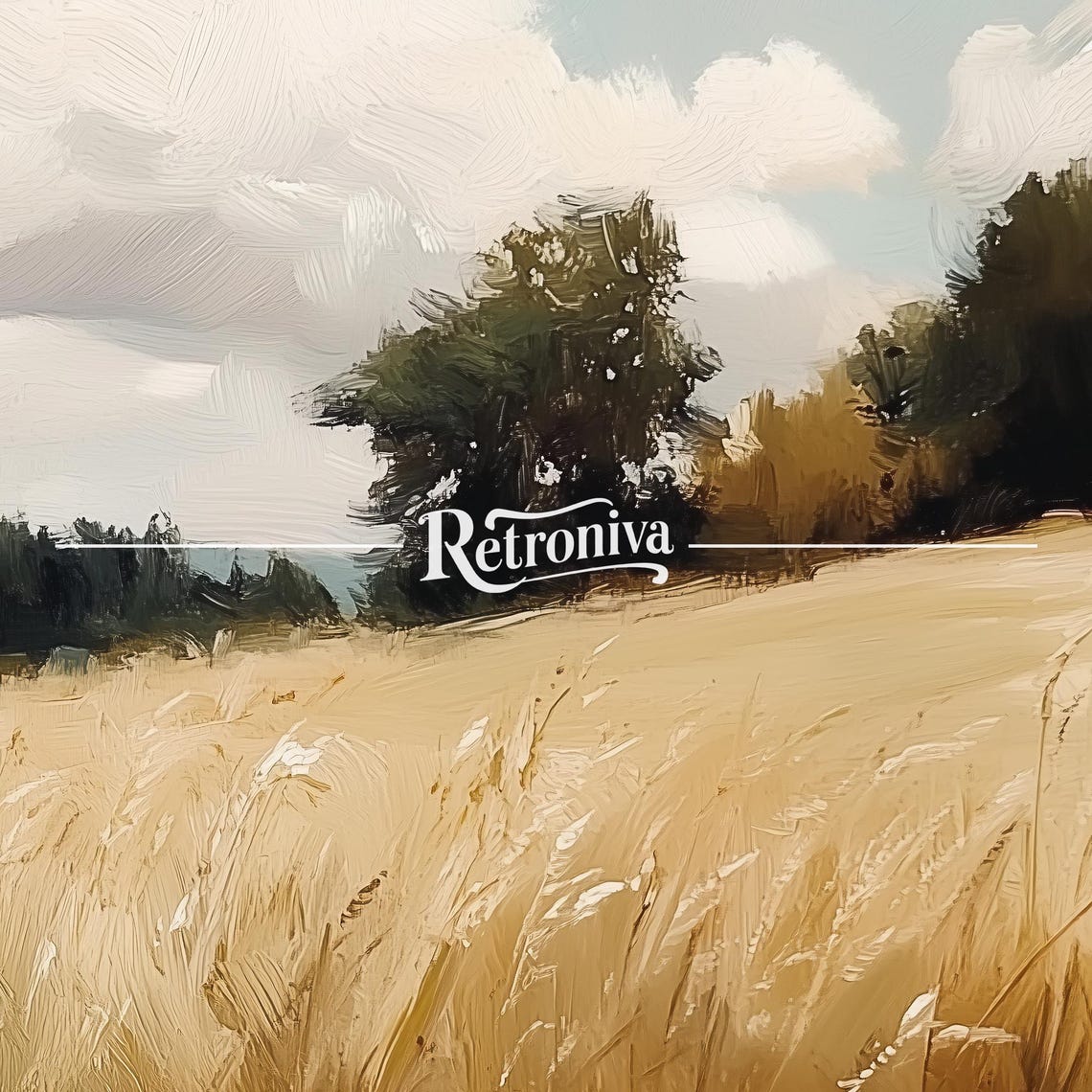 Golden Wheat Field Under A Cloudy Sky Rustic Countryside Poster - Image 7
