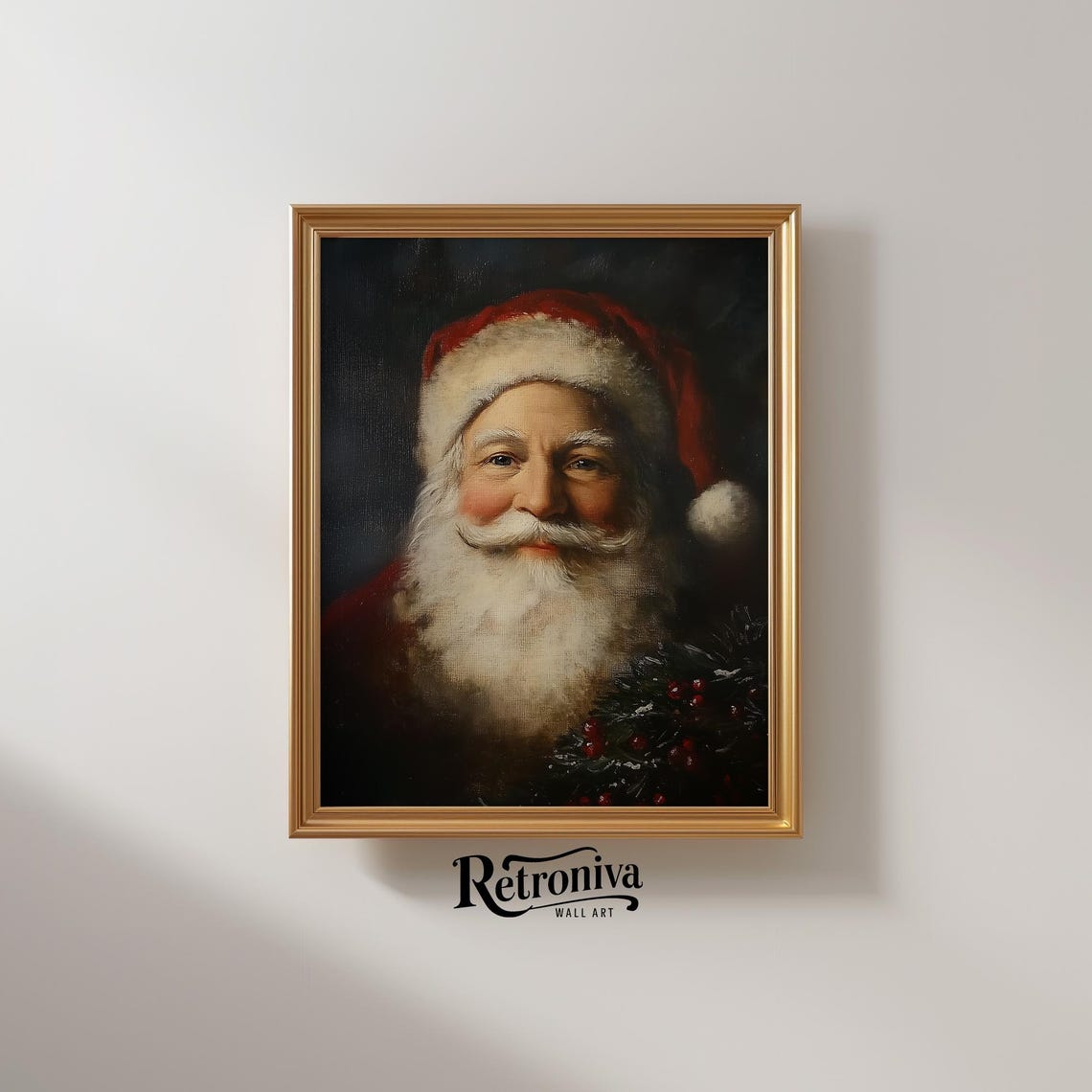 Antique Santa Claus Portrait Vintage Oil Painting Traditional Winter Art Print Christmas Wall Decor Retroniva Art Prt 010 - Image 2
