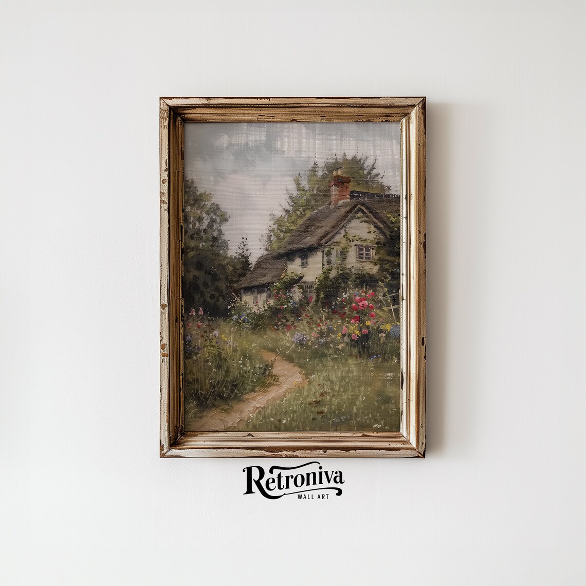 Vintage Cottage Summer Country Landscape Art Print - Image 5