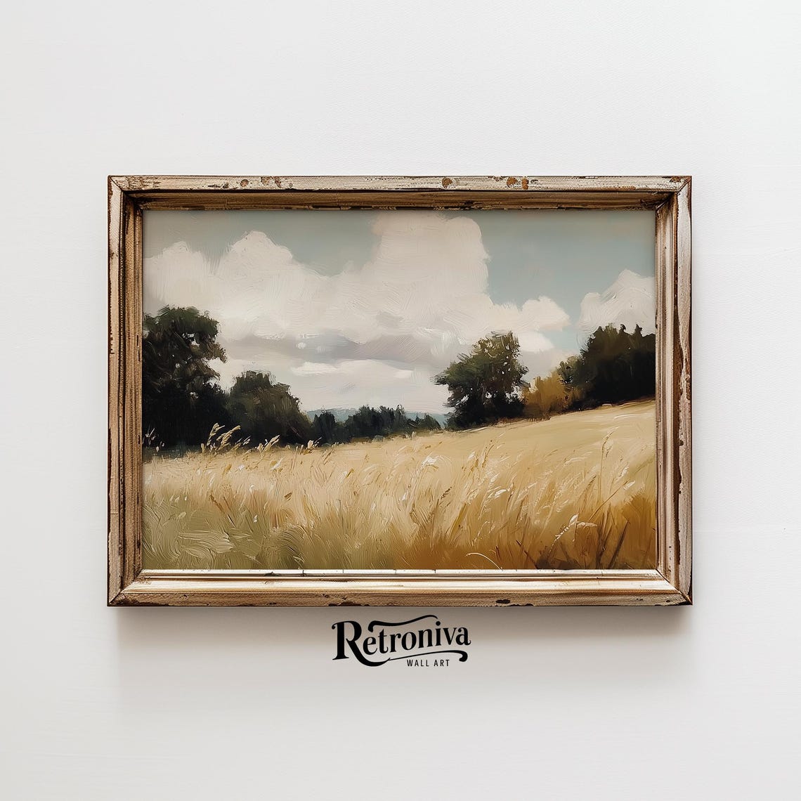 Golden Wheat Field Under A Cloudy Sky Rustic Countryside Poster - Image 6