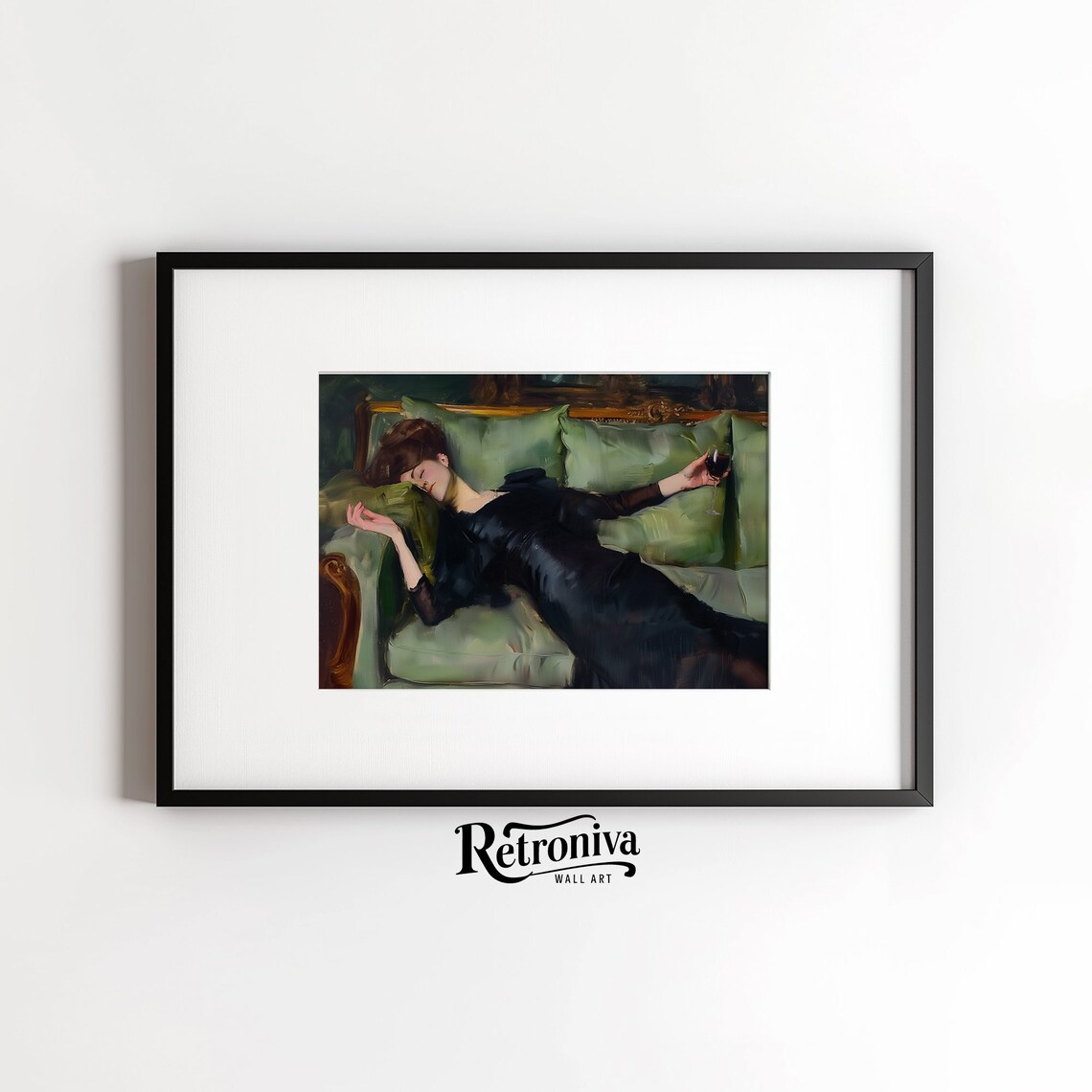 Tired Drunk Woman With Red Wine, Vintage Portrait Art Print - Image 5