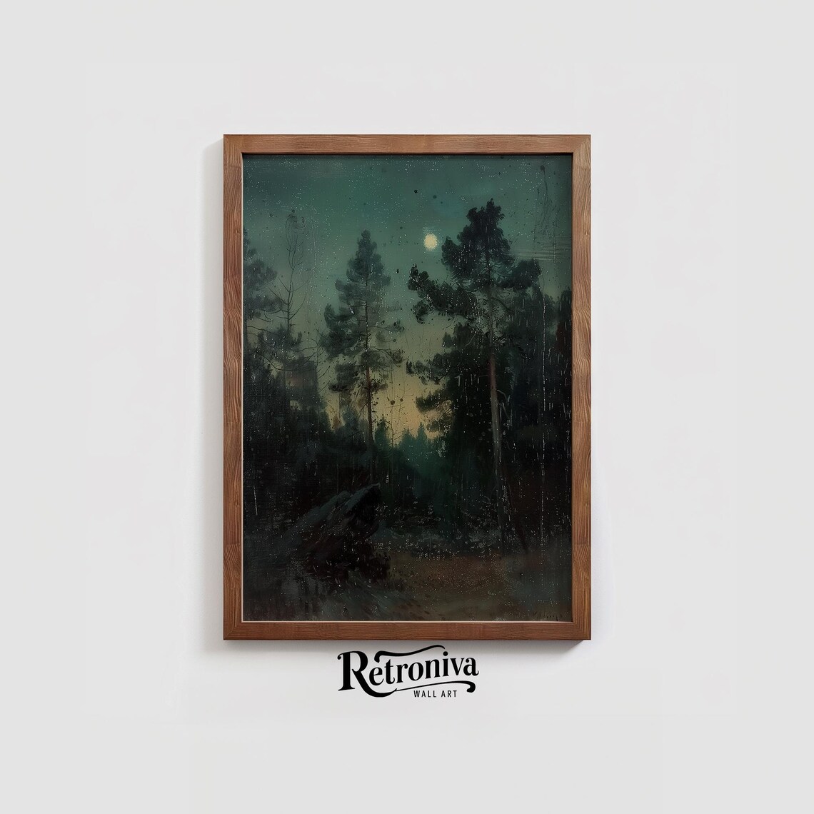 Moody Night Forest Landscape, Dark Academia Art Print - Image 3