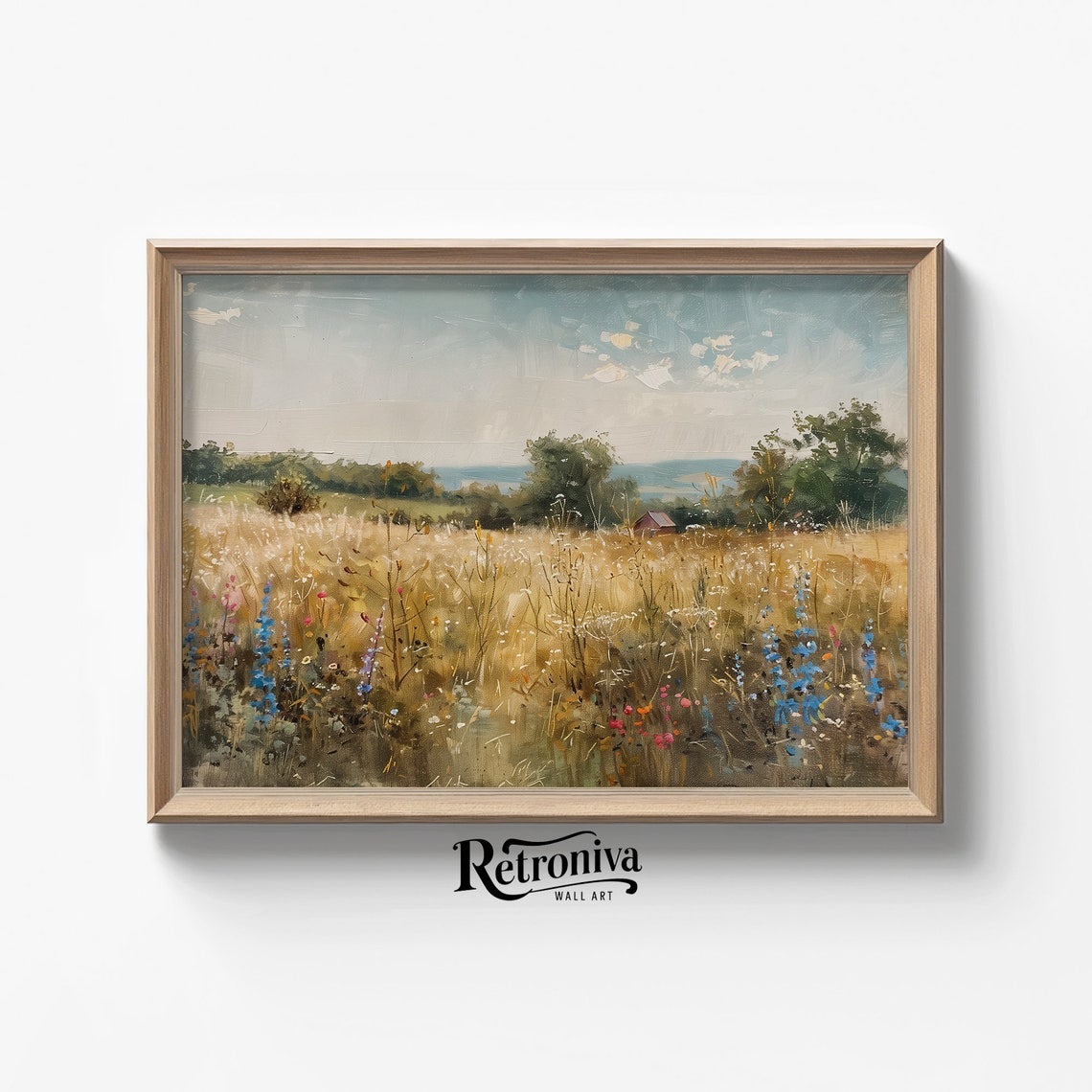 Country Landscape Wildflower Painting Country Field Wall Art Summer Landscape Oil Painting Retroniva Art Sum 004
