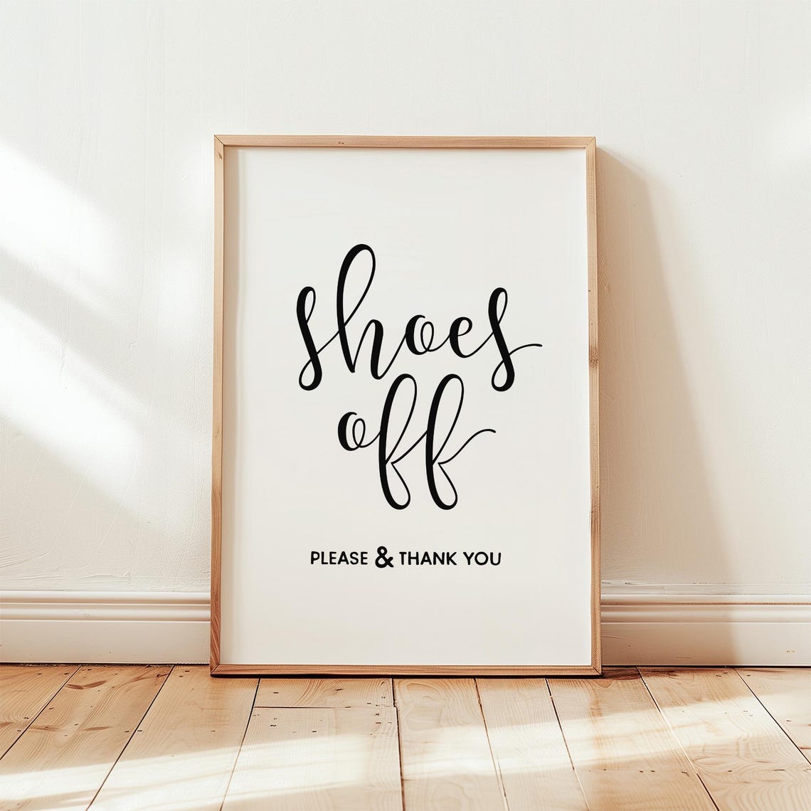 Shoes Off Please And Thank You Entryway Script Sign Wall Art - Image 2