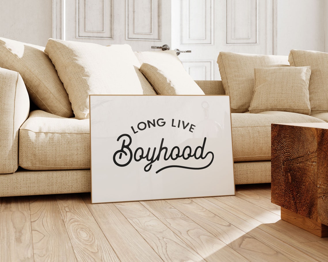 Long Live Boyhood Playful Retro Script Nursery Kids Room Poster - Image 2