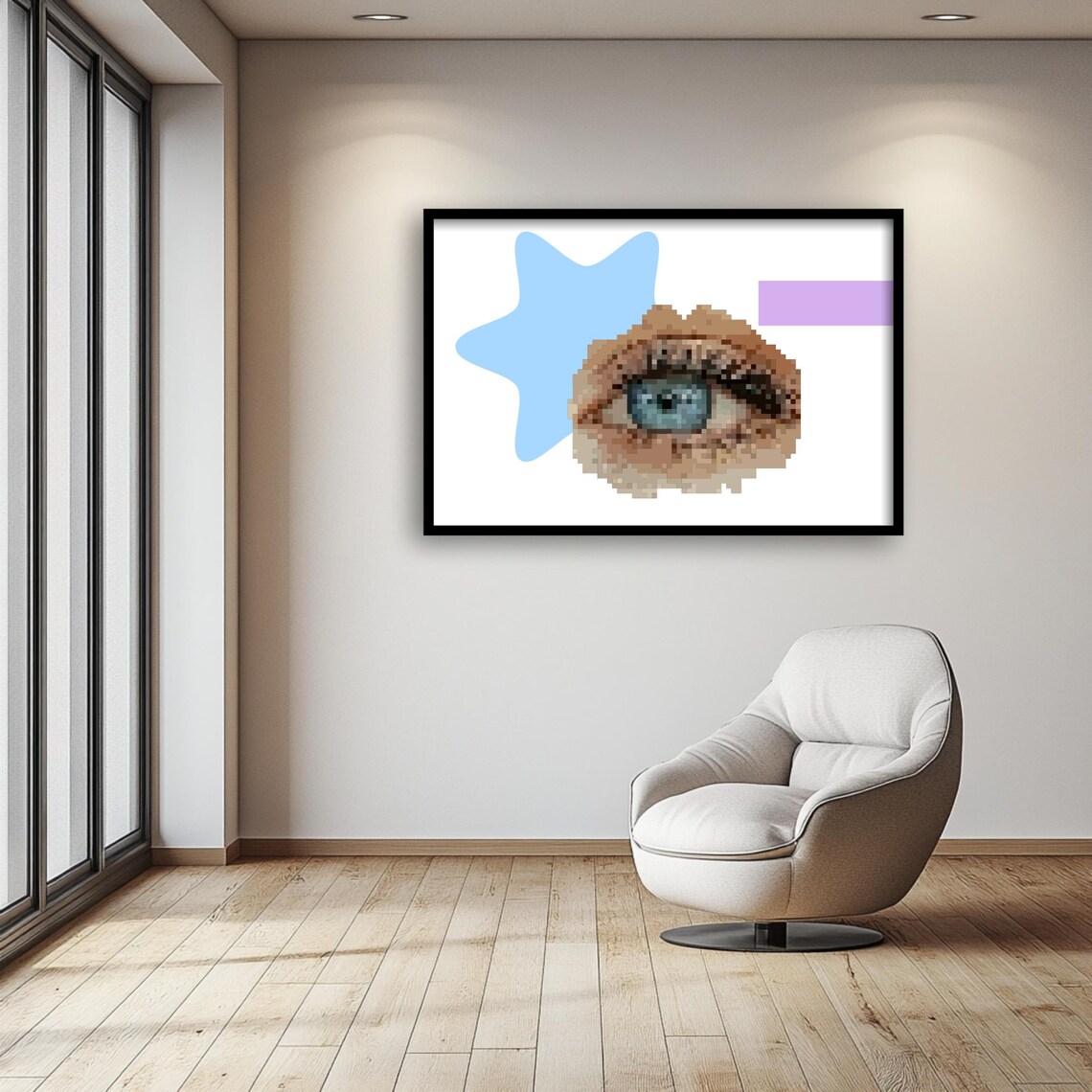 Pixel Pop Art Of Blue Eye, Retro Game Style - Image 4