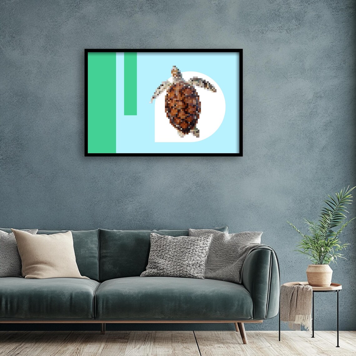 Pixel Turtle, Retro Game Sea Animal Minimal Geometric Art Print - Image 4