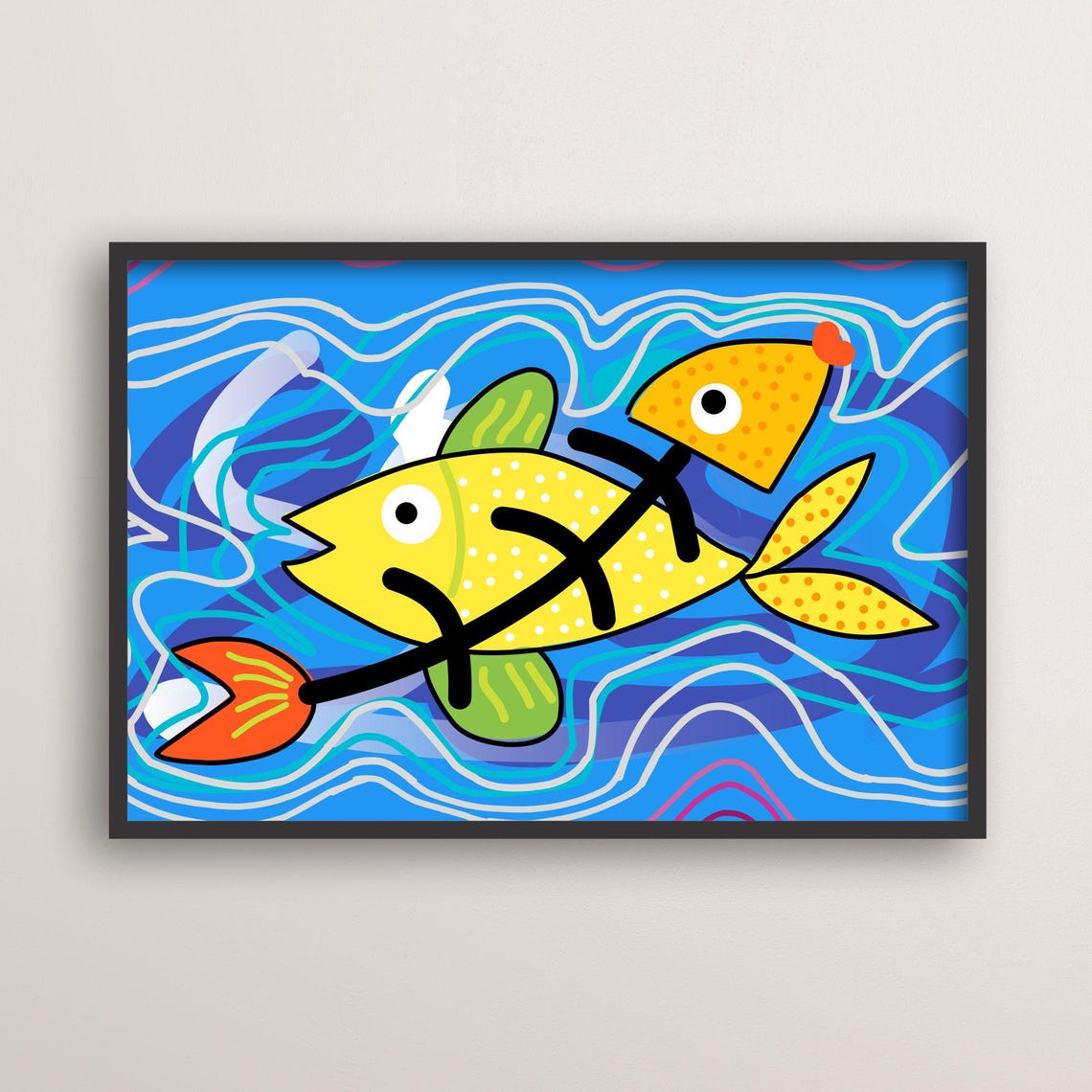Whimsical Fish Art, Playful Ocean Decor