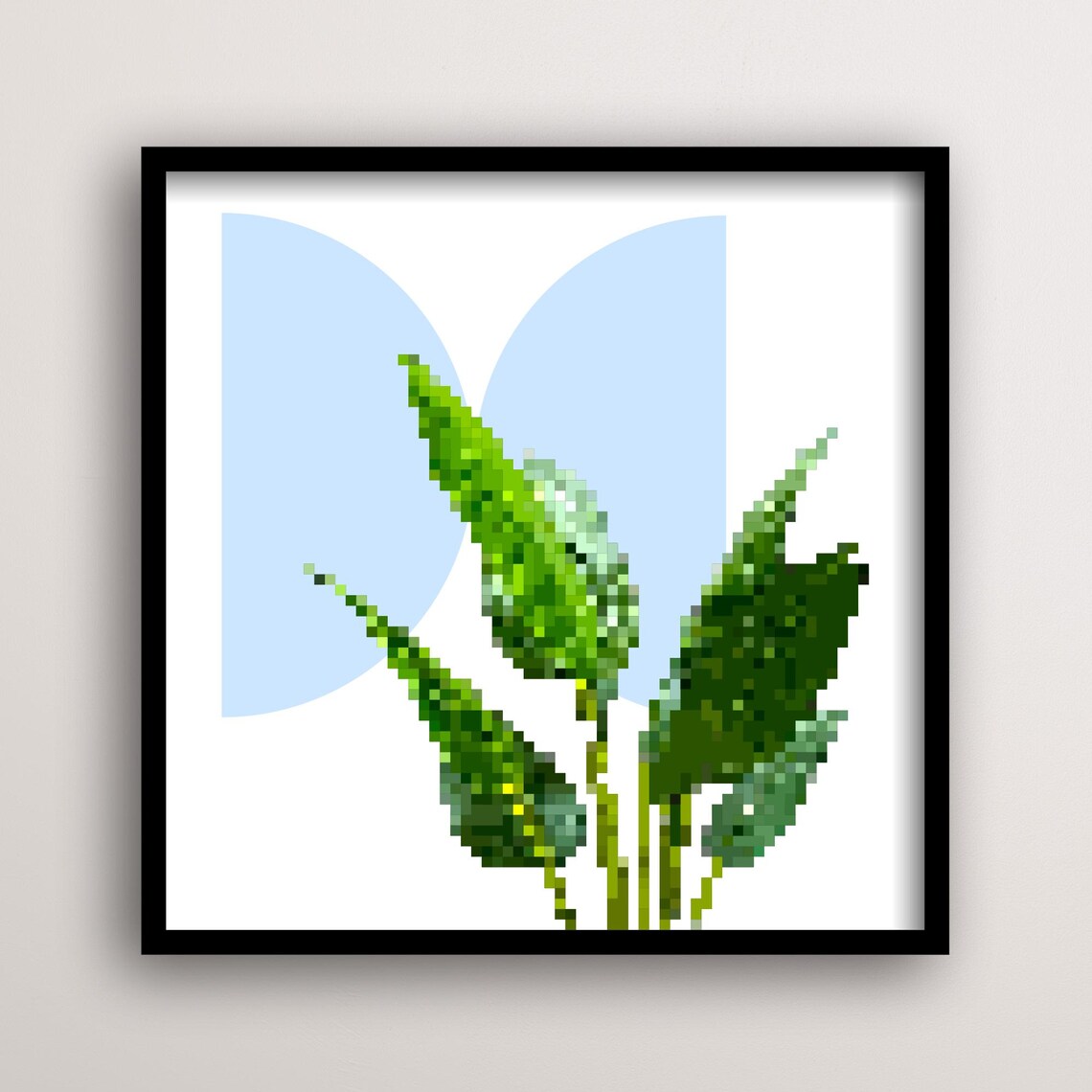 Pixel Plant Art, Minimalist Retro Botanical Decor