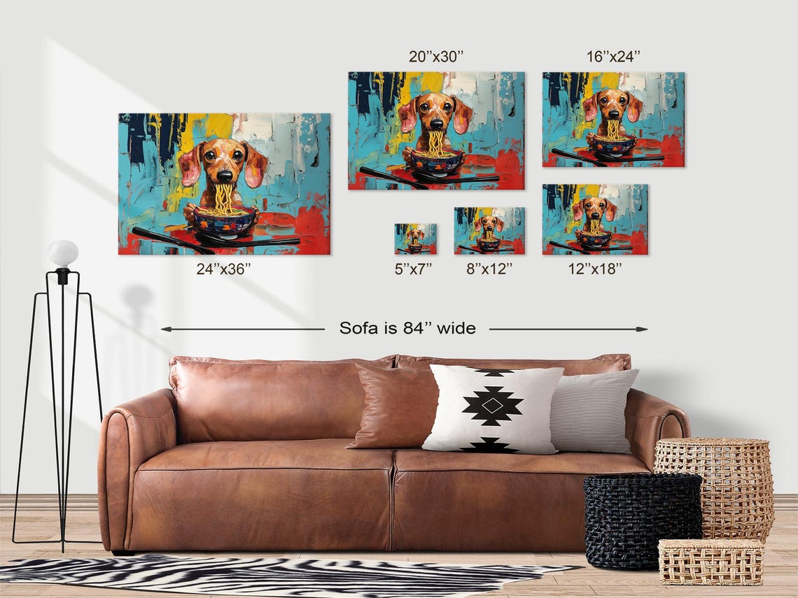 Maximalist Eclectic Dachshund Ramen Print Bold Altered Animal Portrait Fantasy Fun Colorful Renaissance Rustic Art - Image 3