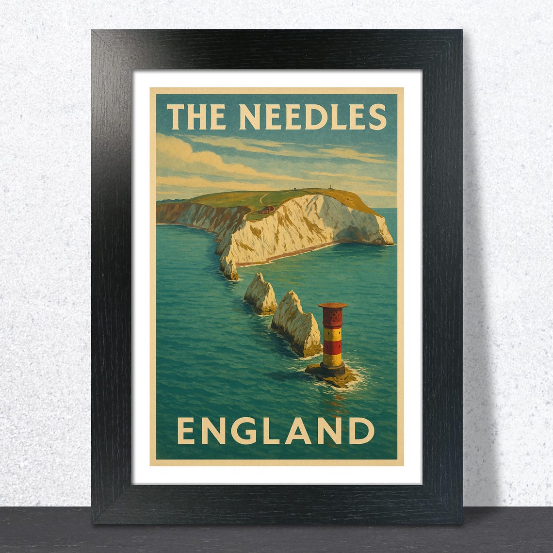 The Needles Isle Of Wight England White Cliffs Vintage Travel Poster
