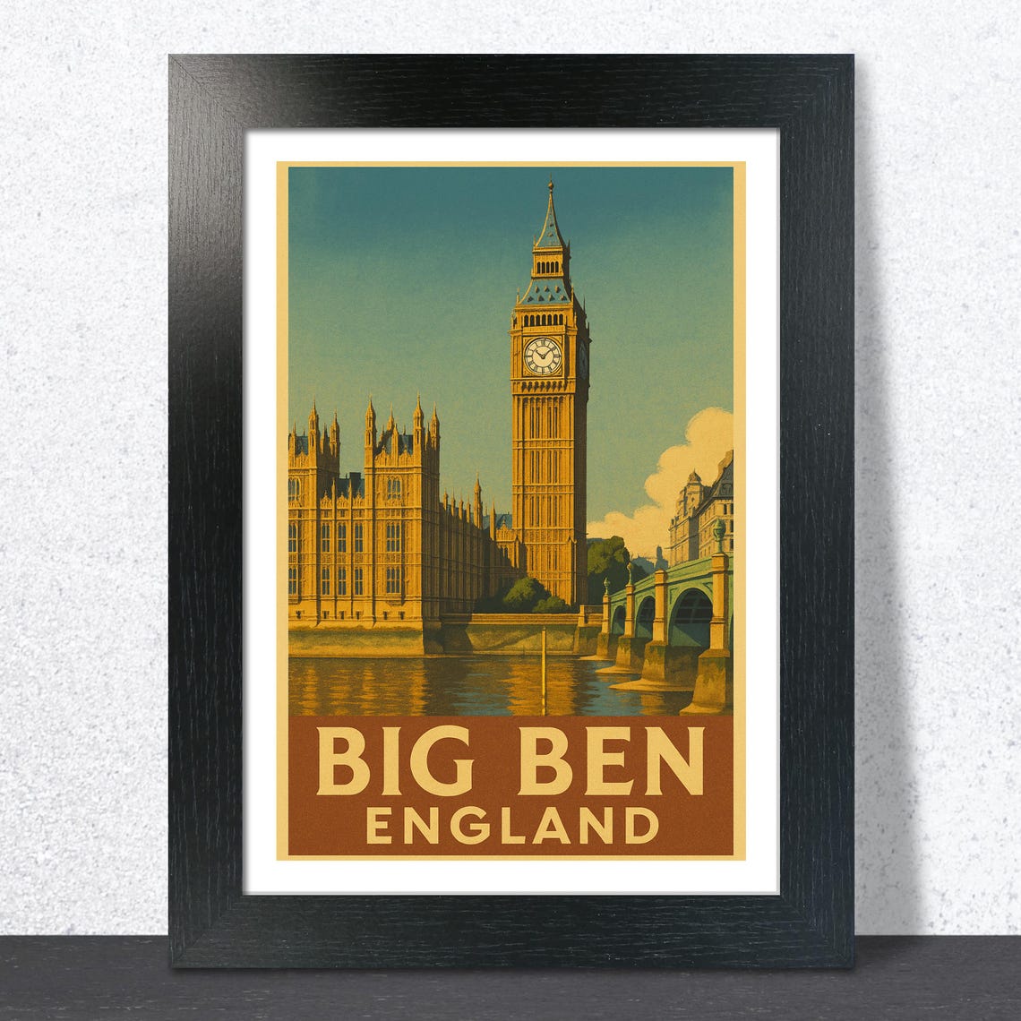 Big Ben London England Clock Tower Sunset Vintage Travel Poster