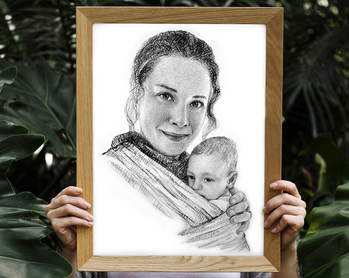 Mother and Toddler Foreheads Together Custom Portrait Art Print - Image 9