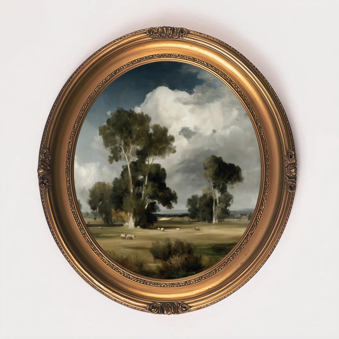 Pastoral Meadow With Sheep Classic Rustic Landscape Art Poster
