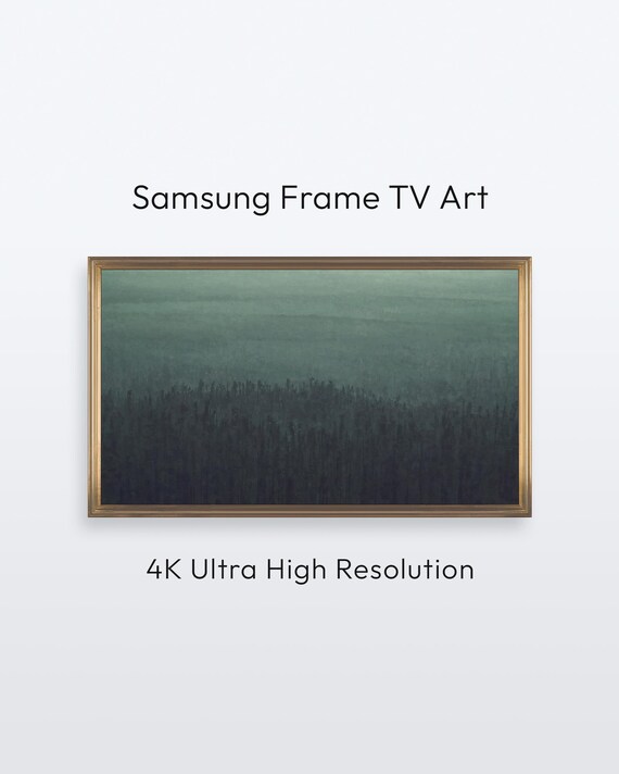 Dark Green Misty Forest Horizon Minimalist Nature Abstract Art Poster