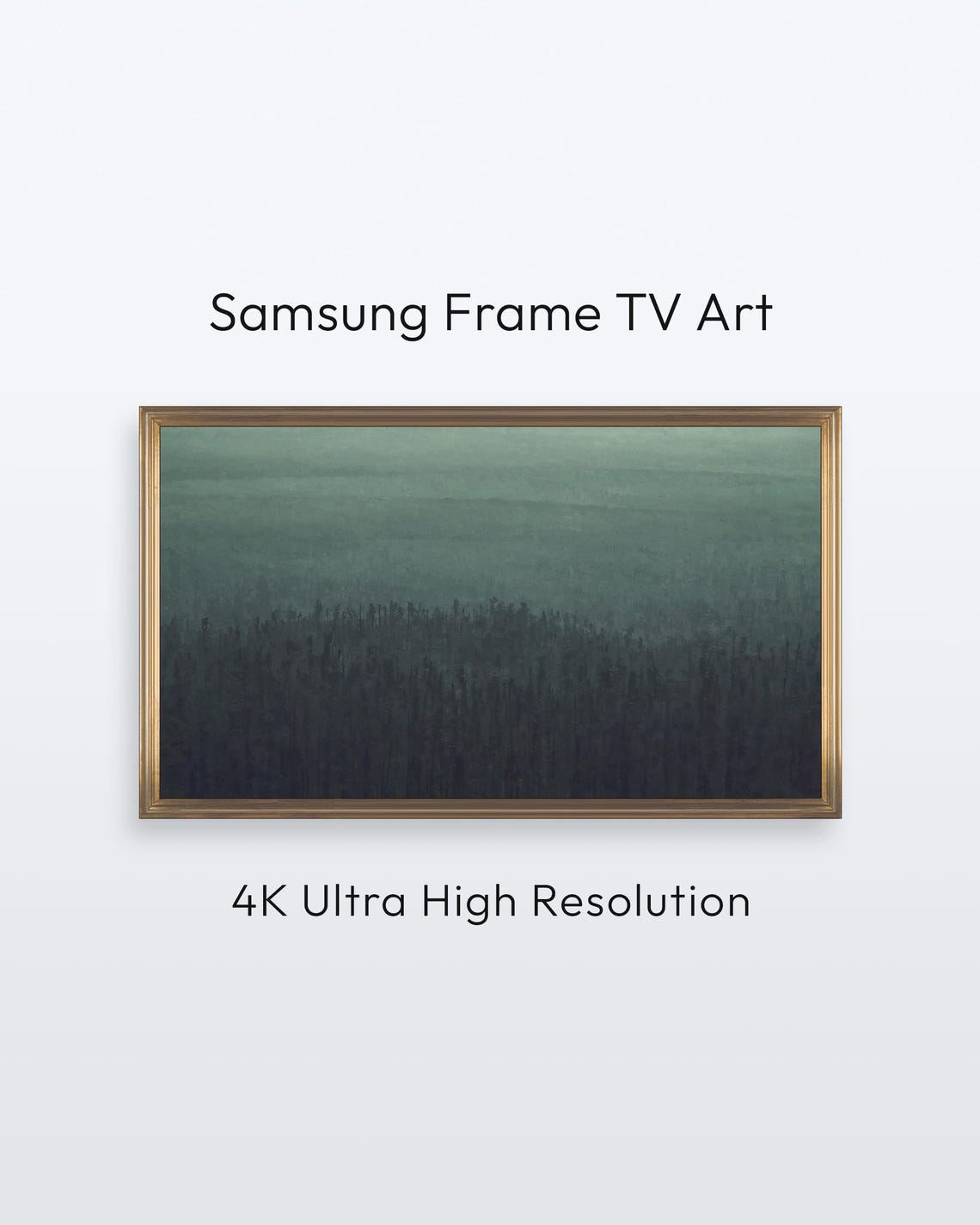 Dark Green Misty Forest Horizon Minimalist Nature Abstract Art Poster