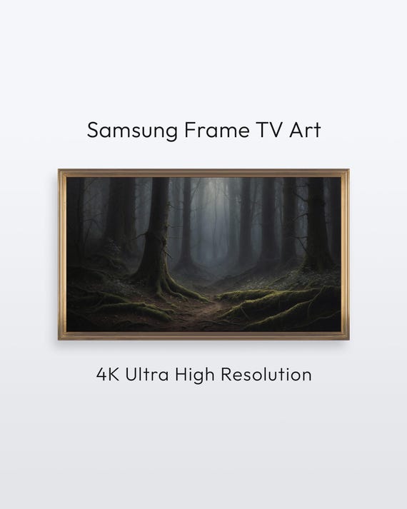 Samsung Frame Tv Art Dark Forest Path Moody Landscape 4k Print
