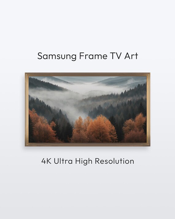 Moody Fall Forest Samsung Frame Tv Art Misty Autumn 4k Print