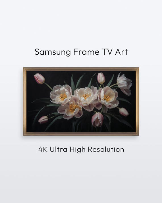 Tulip Flower Samsung Frame Tv Dark And Moody Floral Art 4k Print
