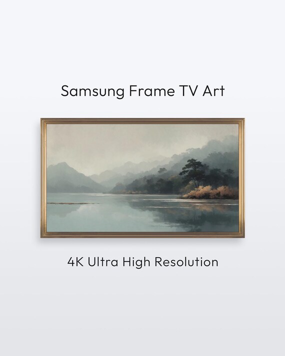 Samsung Frame Tv Art Calm Fall Lake Minimalist Japandi Landscape 4k Print