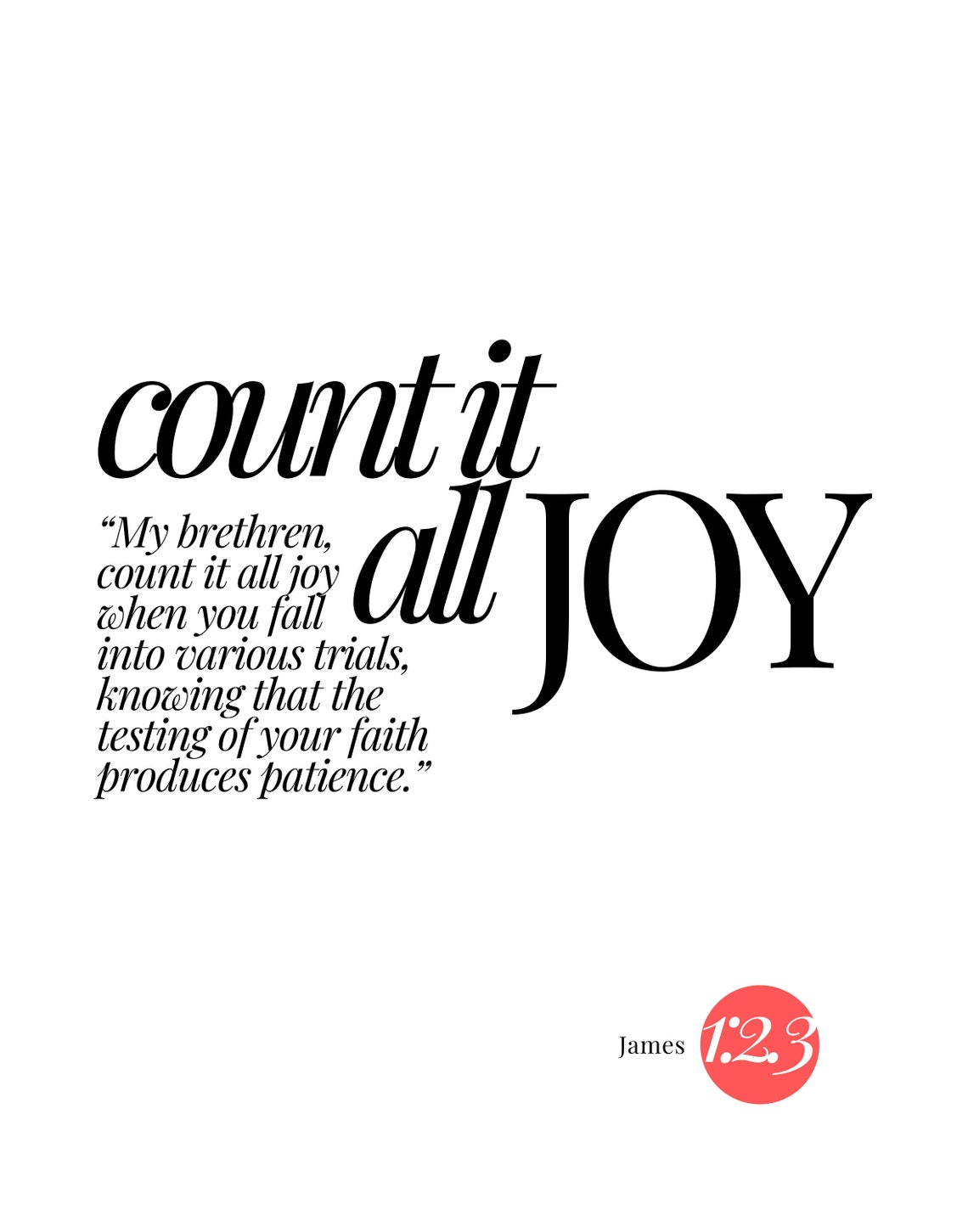 Count It All Joy Bible Verse Wall Art Typography Encouragement Affirmation Poster Christian Quote Design Scripture Jesus Print - Image 3