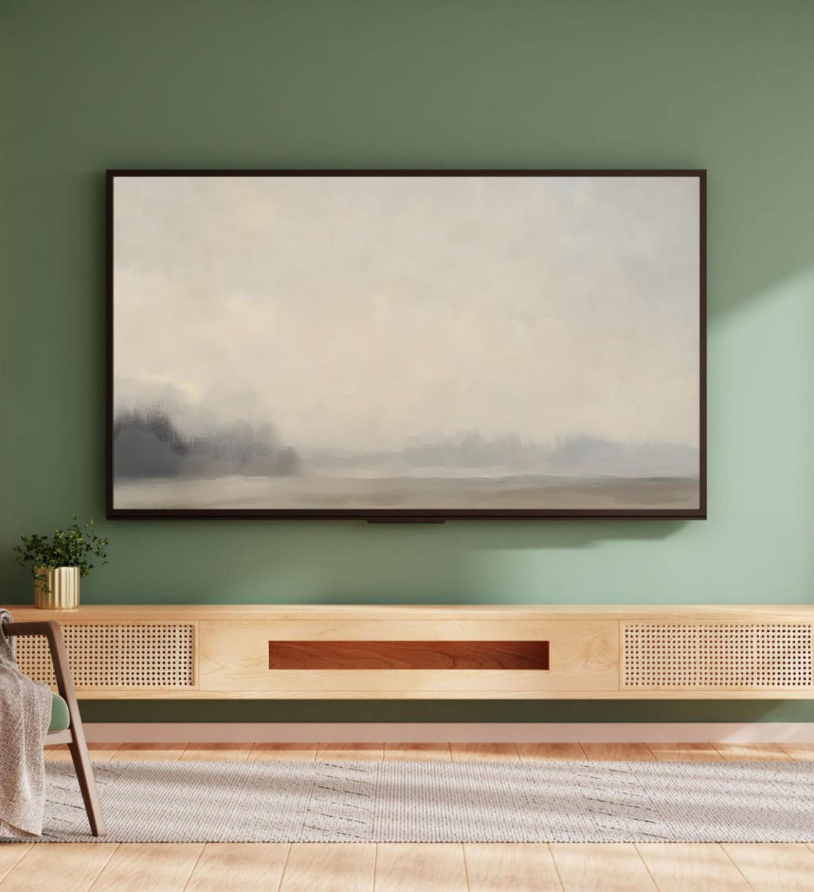 Minimalist Beige Misty Abstract Landscape Neutral Serene Art Print - Image 5