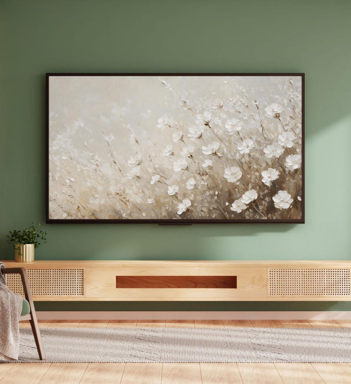 White Wildflowers Neutral Beige Soft Boho Farmhouse Floral Poster - Image 5