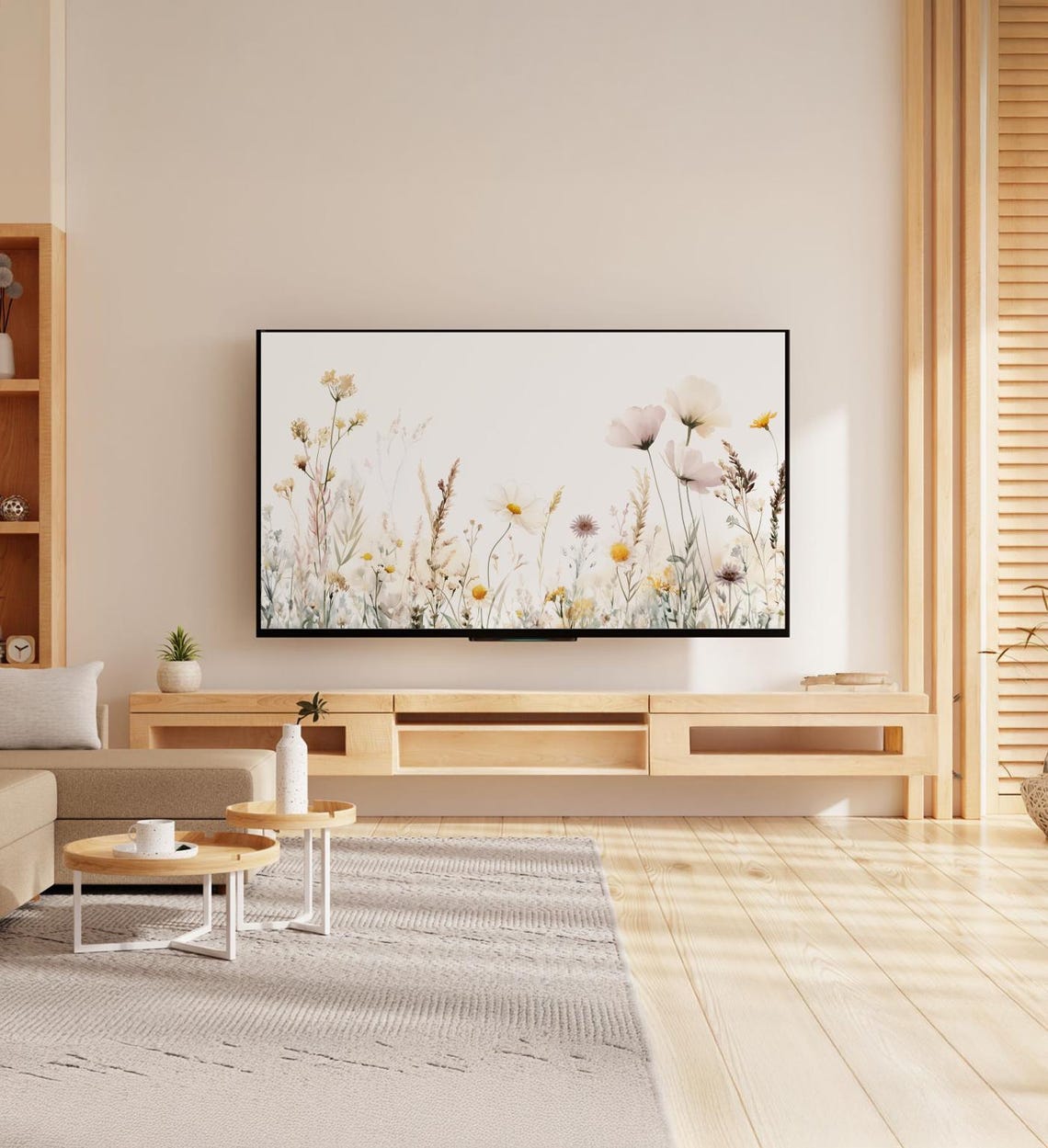 Airy Watercolor Wildflower Field White Minimal Botanical Art Poster - Image 7
