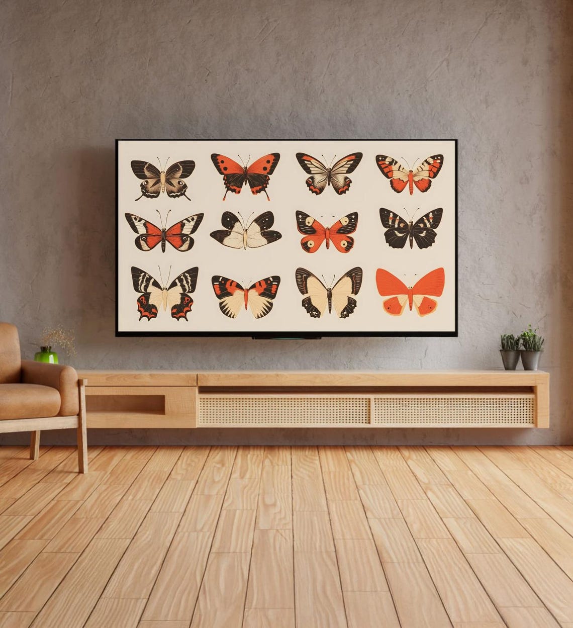 Vintage Butterfly Specimen Chart Orange Black Entomology Wall Art - Image 4