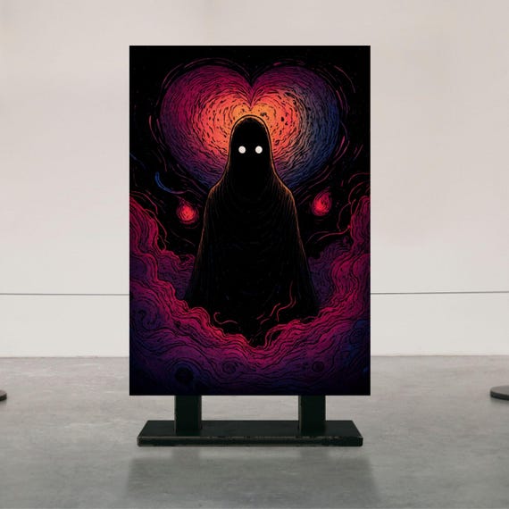 Abstract Heart Figure Portrait Ethereal Silhoutte Art Print Dark Romanticism Illustration Gothic Fantasy Wall Decor Dark Lovers Art