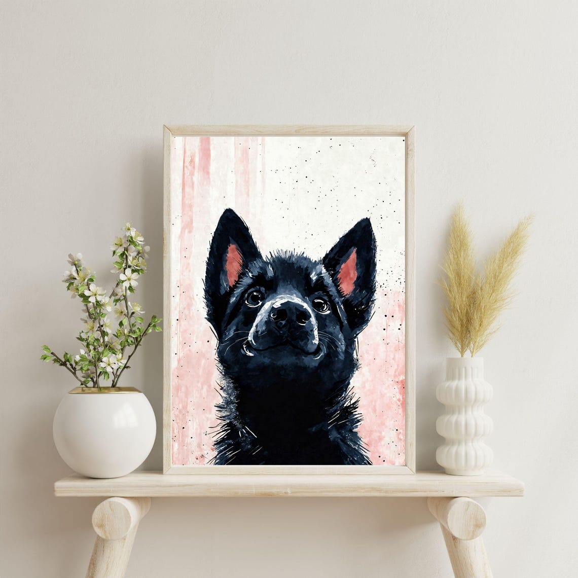 Black German Shepherd Puppy Art Print Cute Dog Portrait Dark Furry Friend Kids Room Decor Nursery Wall Art Dog Lover Gift 8x10 24x36 - Image 3