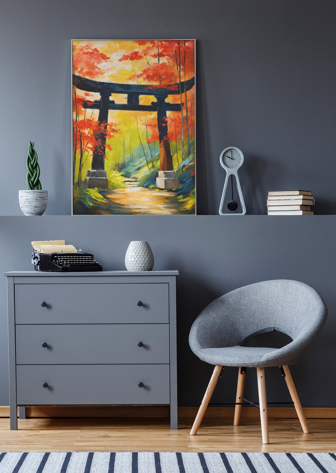 Torii Gate Autumn Maple Forest Path Japanese Zen Garden Travel Poster - Image 4