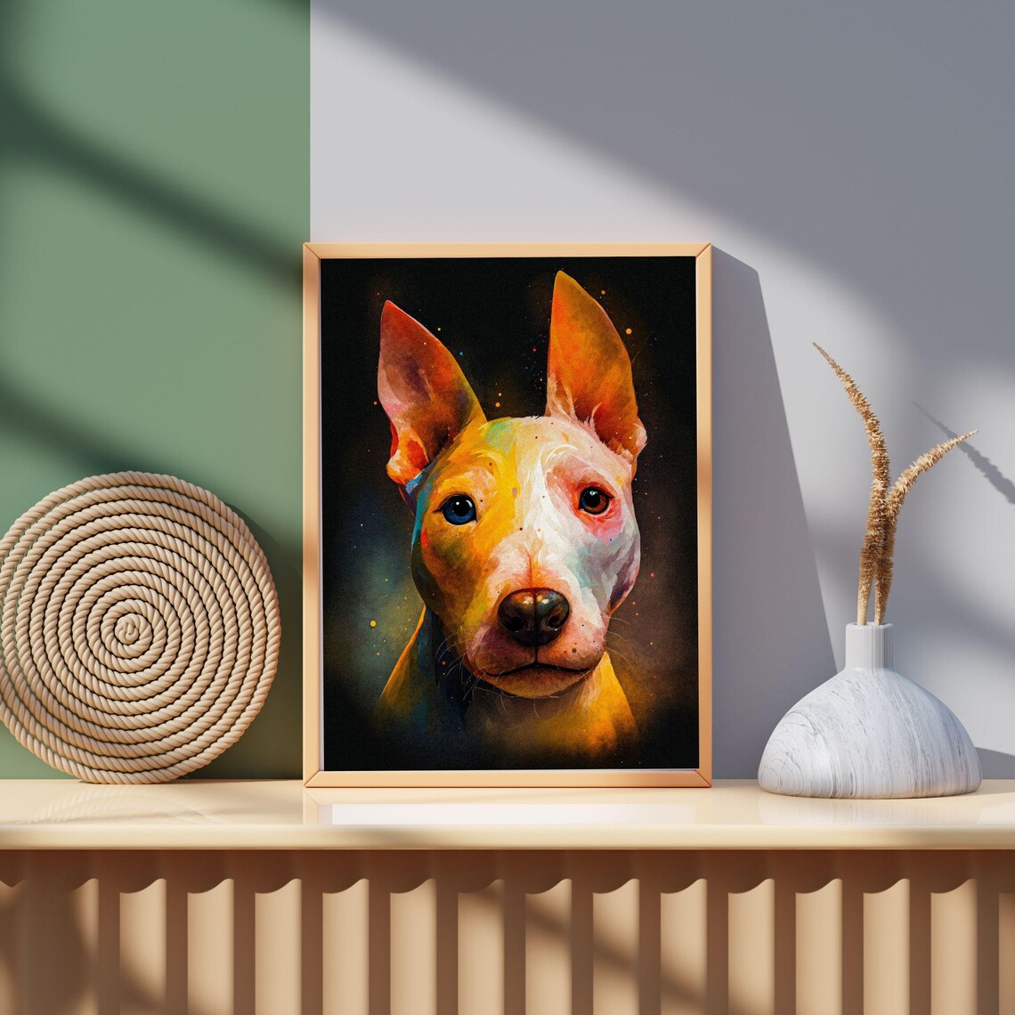Colorful Bull Terrier Art Print Dog Portrait Modern Pet Art Unique Dog Lover Gift Animal Illustration 8x10 24x36 Dog Mom Home Decor - Image 3