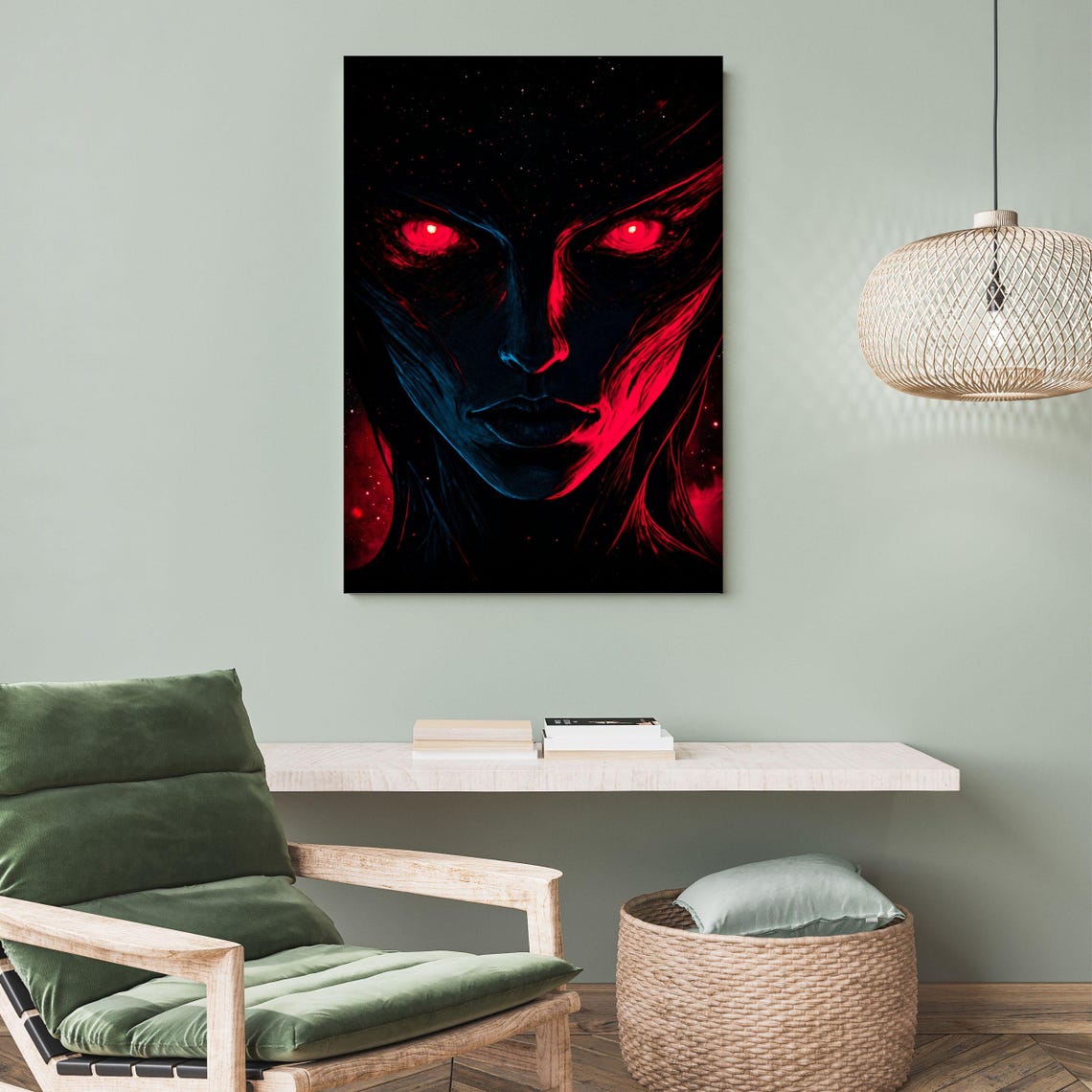 Dark Fantasy Gore Art Print Red Eyed Woman Portrait Crimson Mystic Art Gothic Decor Fantasy Illustration 8x10 24x36 Painting - Image 3